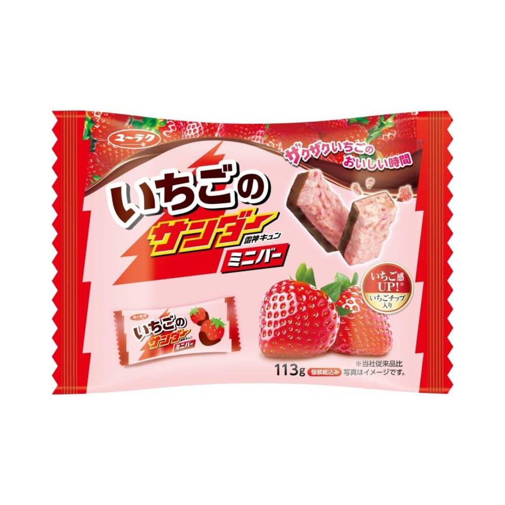 유라쿠제과 딸기 썬더 초콜릿 미니바 113g 12개입