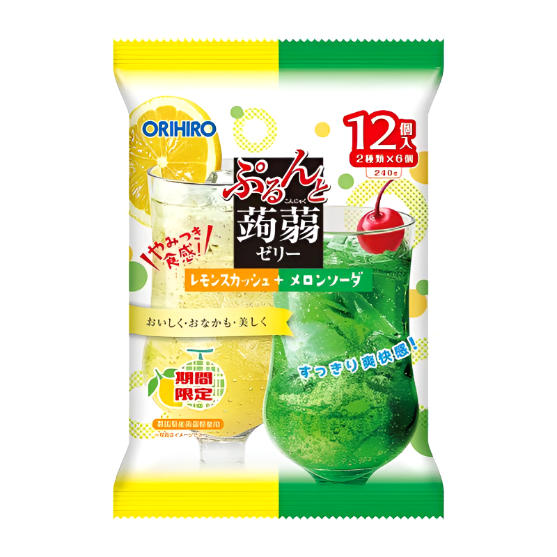 오리히로 곤약젤리 파우치 레몬 스쿼시 메론 소다맛 12개입